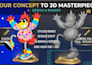 convert 2d image, sketch, drawing to 3d model for 3d printing, stl, obj 3mf fbx